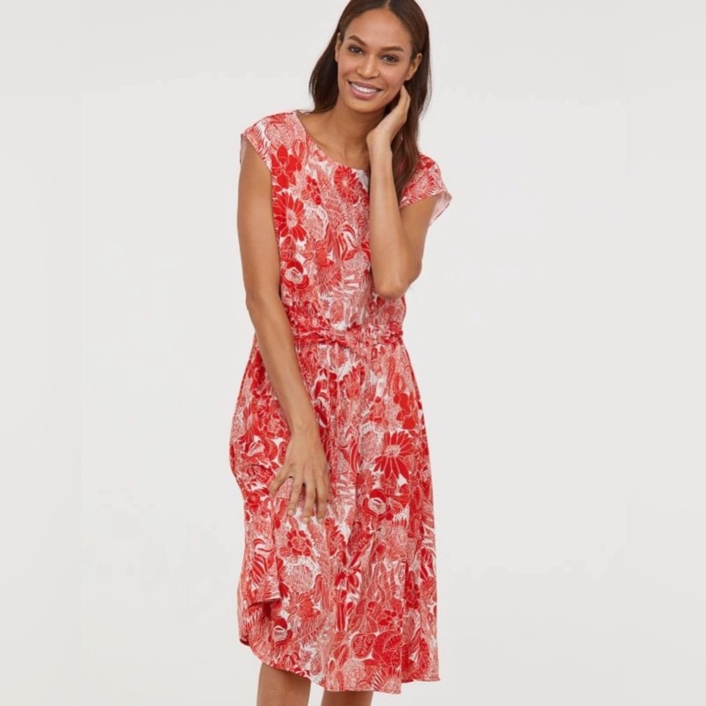 H&M Floral Cinch Waist Dress